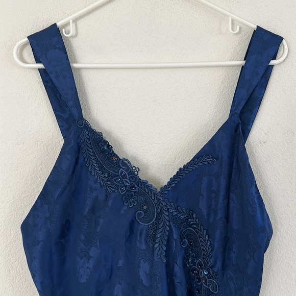 NWT Vintage Victoria’s Secret Navy Jacquard Print Slip Dress Top - Picture 3 of 9